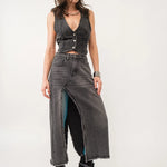 Madi Side Slit Denim Skirt - alldeserved.com