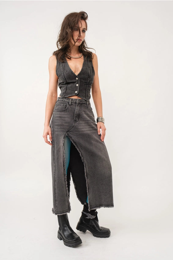 Madi Side Slit Denim Skirt - alldeserved.com