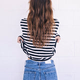 Hailey Button Down Cardigan - Ivory/Black striped