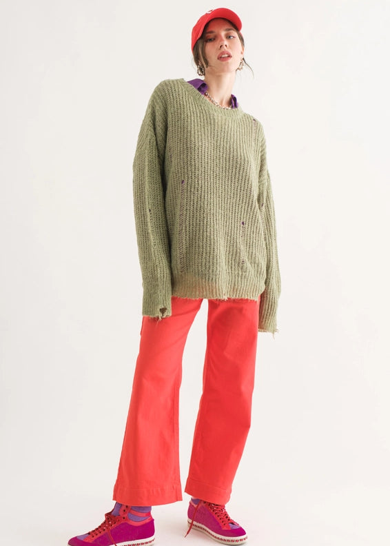 COZY Distressed Loose Pullover Sweater - alldeserved.com