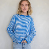 Hailey Button Down Cardigan - Mini striped - Blue
