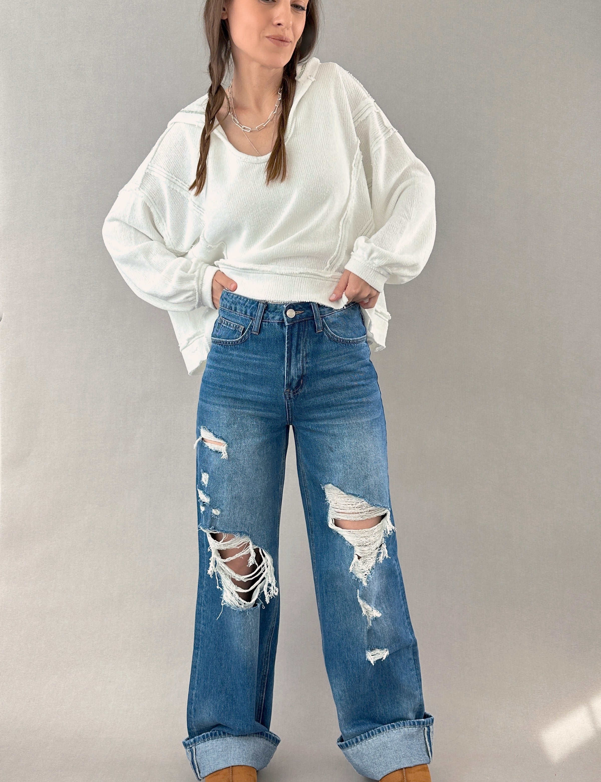 Margot Ripped Wide Leg Jeans - alldeserved.com