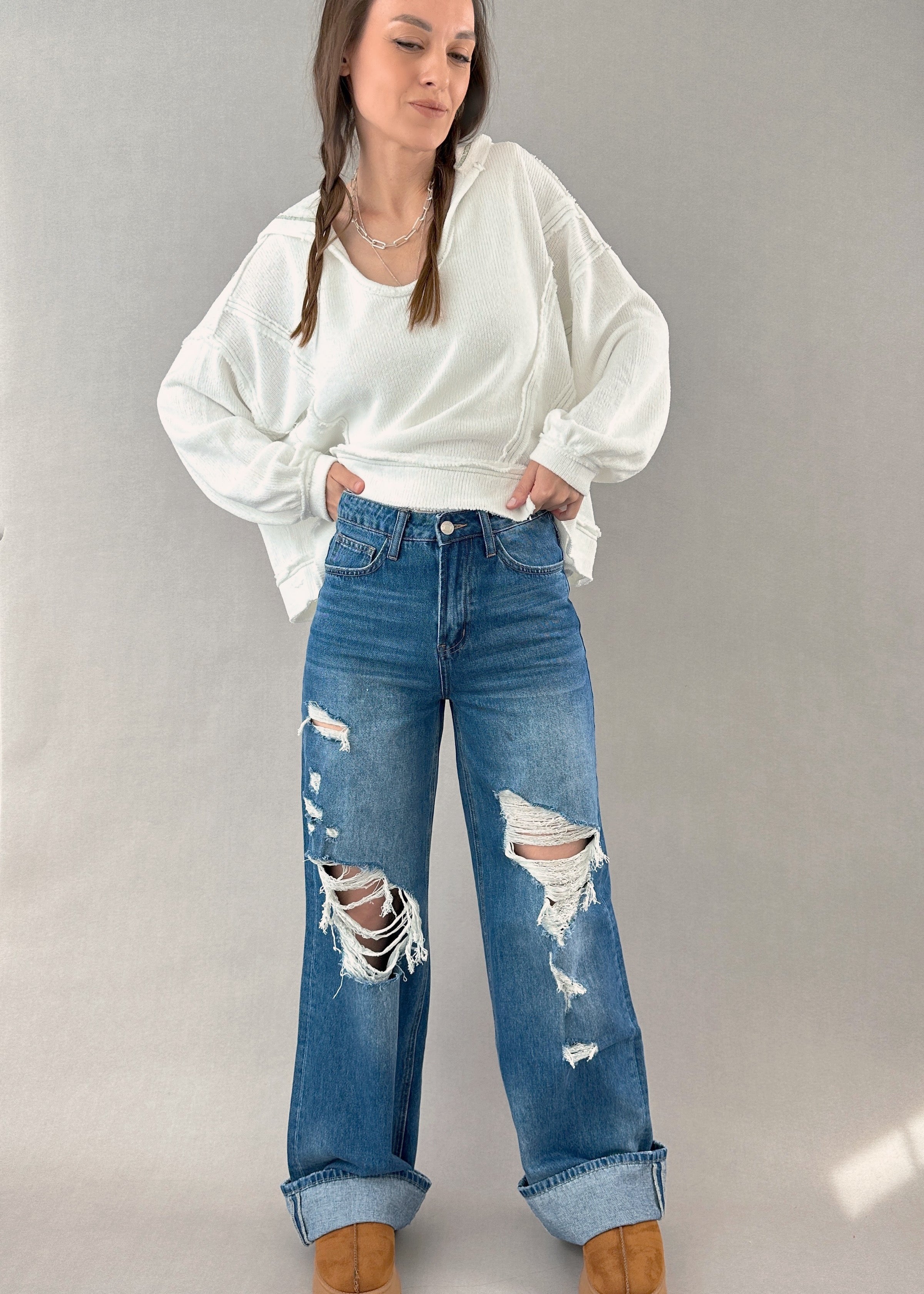 Margot Ripped Wide Leg Jeans - alldeserved.com