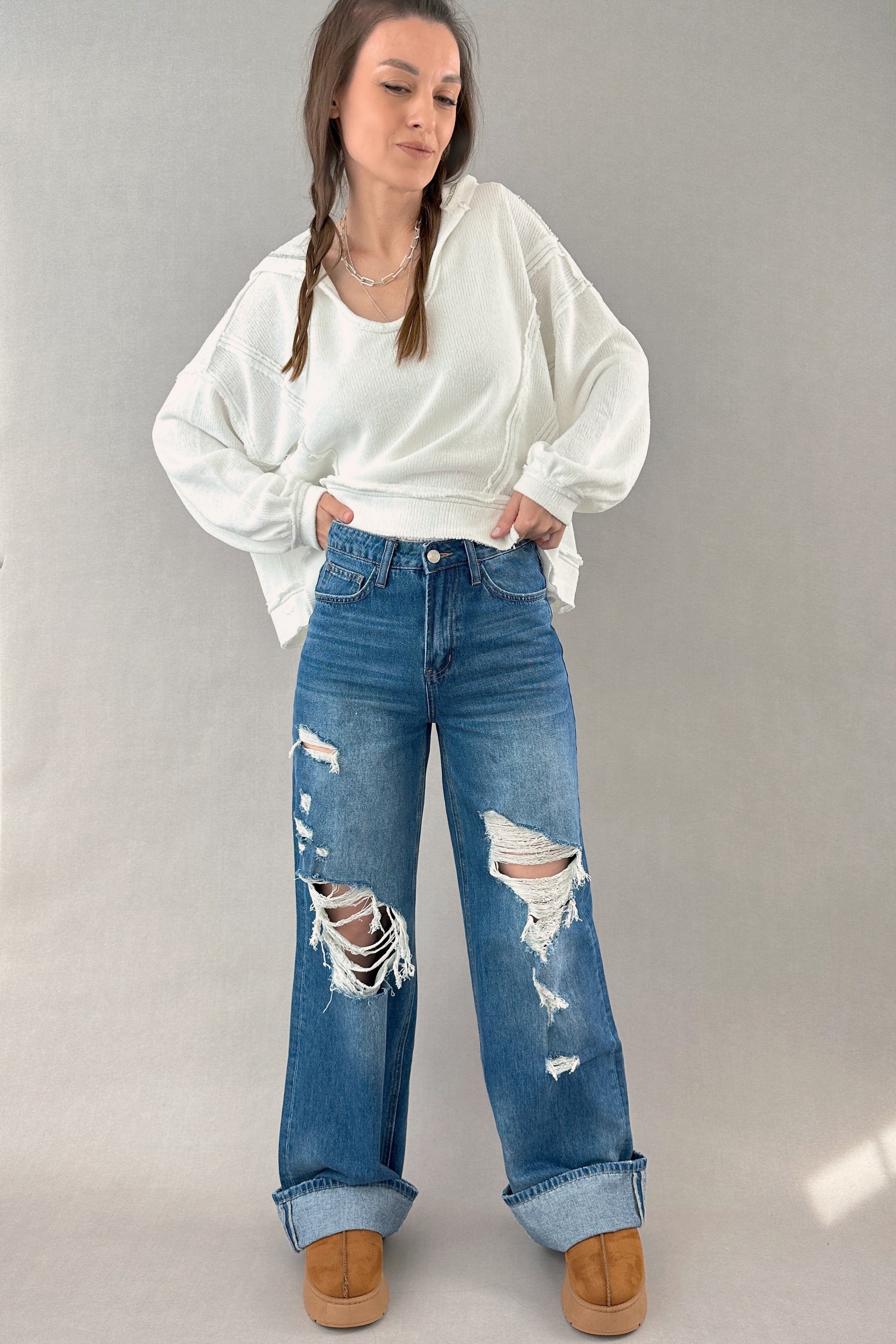 Margot Ripped Wide Leg Jeans - alldeserved.com