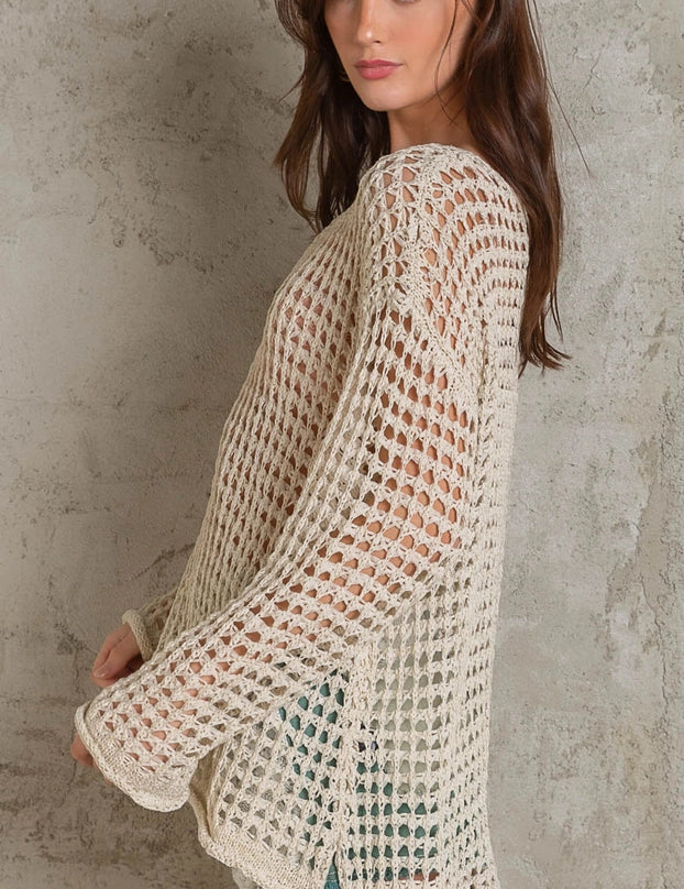 Hailee Mesh Knit Sweater Top - alldeserved.com