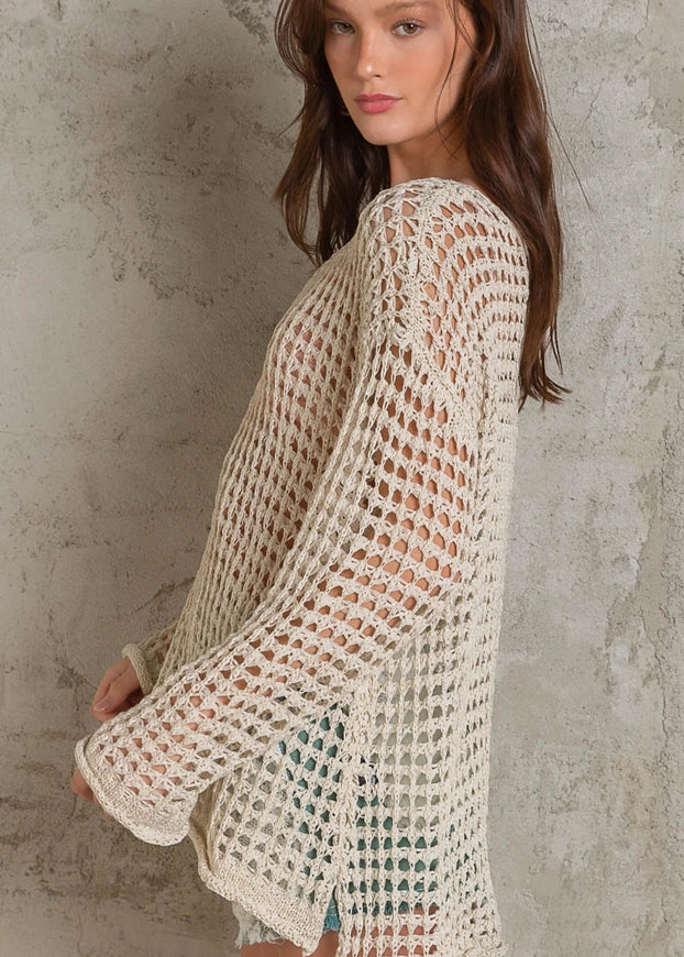 Hailee Mesh Knit Sweater Top - alldeserved.com
