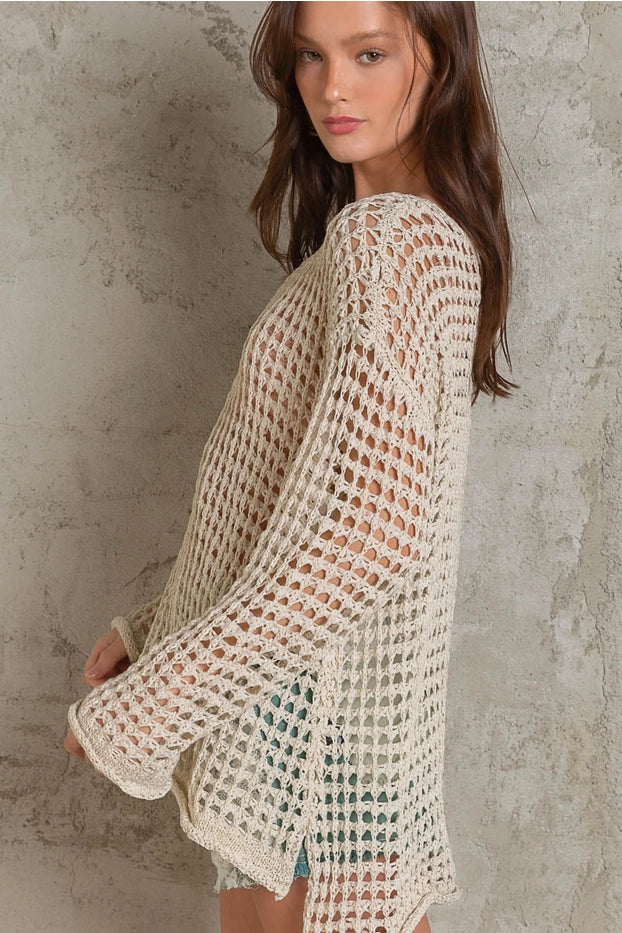 Hailee Mesh Knit Sweater Top - alldeserved.com