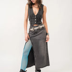 Madi Side Slit Denim Skirt - alldeserved.com