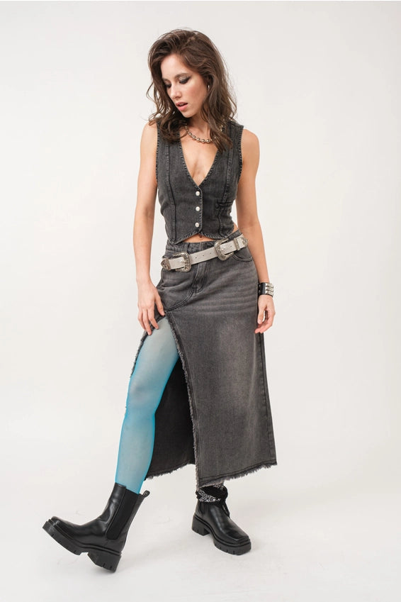 Madi Side Slit Denim Skirt - alldeserved.com