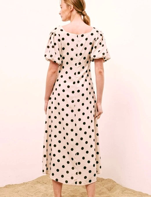Bianca A-line Polka Dot Midi Dress - alldeserved.com