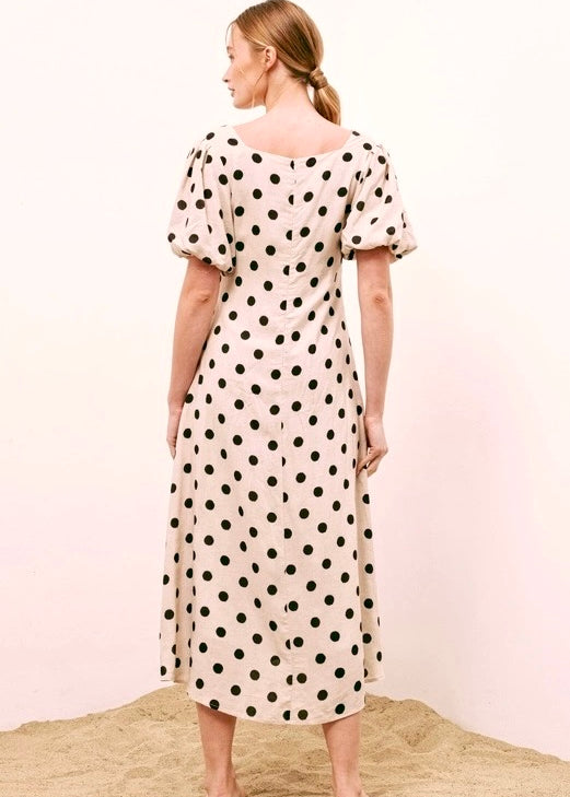 Bianca A-line Polka Dot Midi Dress - alldeserved.com