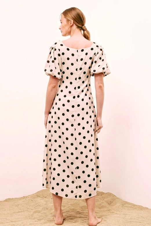 Bianca A-line Polka Dot Midi Dress - alldeserved.com