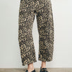 Woman wearing Good Luck Barrel Jeans in Leopard - front view