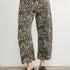 Woman wearing Good Luck Barrel Jeans in Leopard - front view