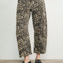 Woman wearing Good Luck Barrel Jeans in Leopard - front view