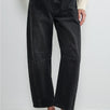 Model is wearing  Good Luck Barrel Jeans in Washed Black - front view