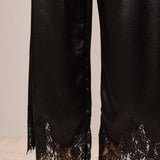 Heirloom Satin Lace Wide-Leg Pants - Black