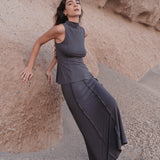 Charcoal Comfy Stretch Midi Skirt - alldeserved.com