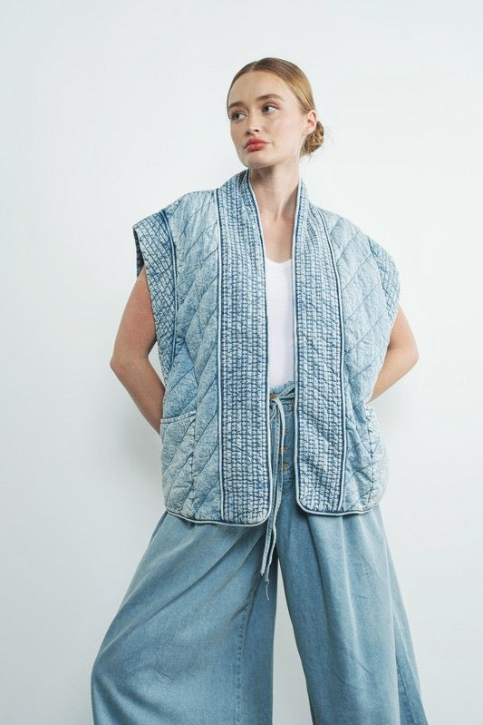 Fuji Quilted Denim Vest - alldeserved.com