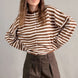 Things Between Piper Cardigan Striped Ivory Brown - front lifestyle view