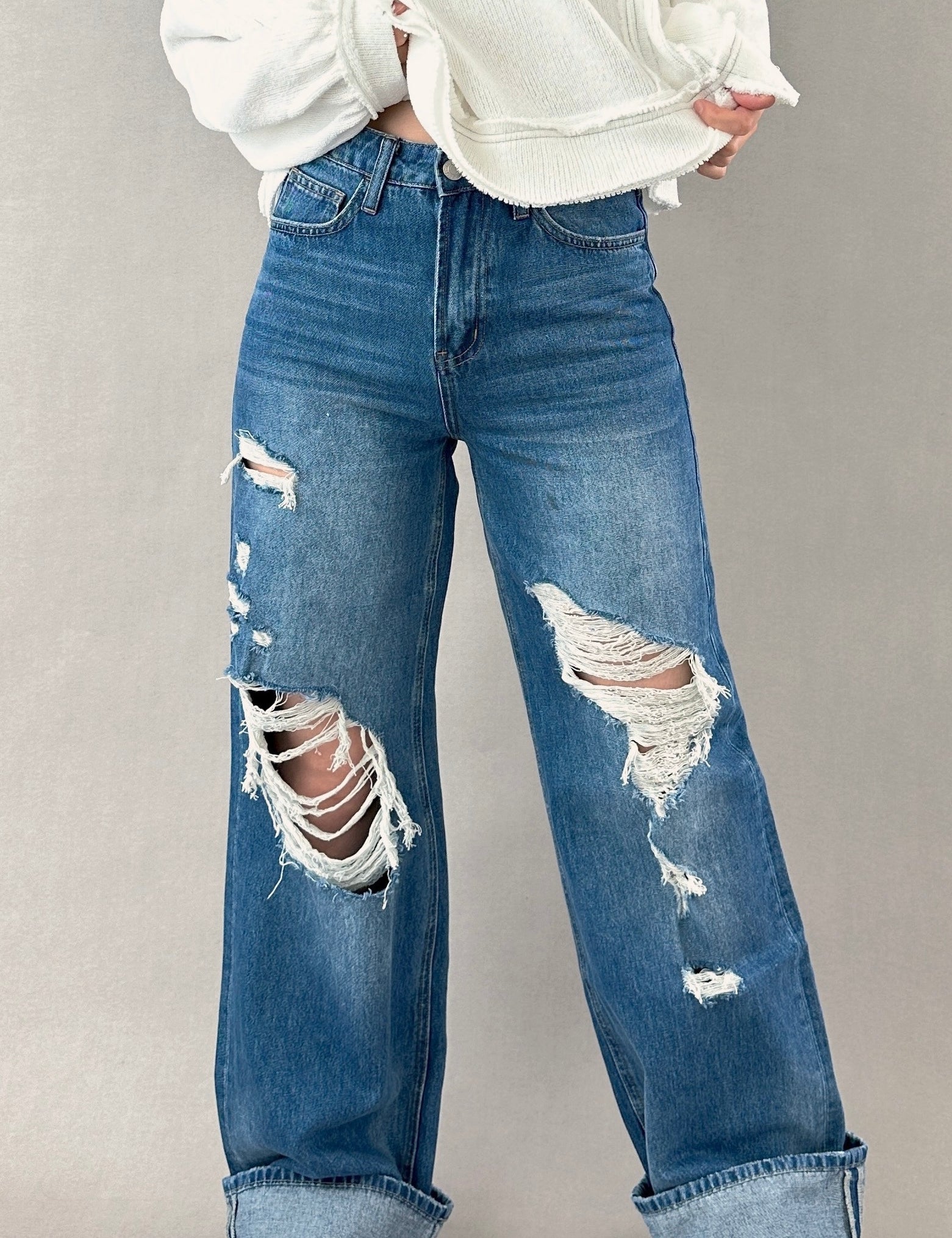 Margot Ripped Wide Leg Jeans - alldeserved.com