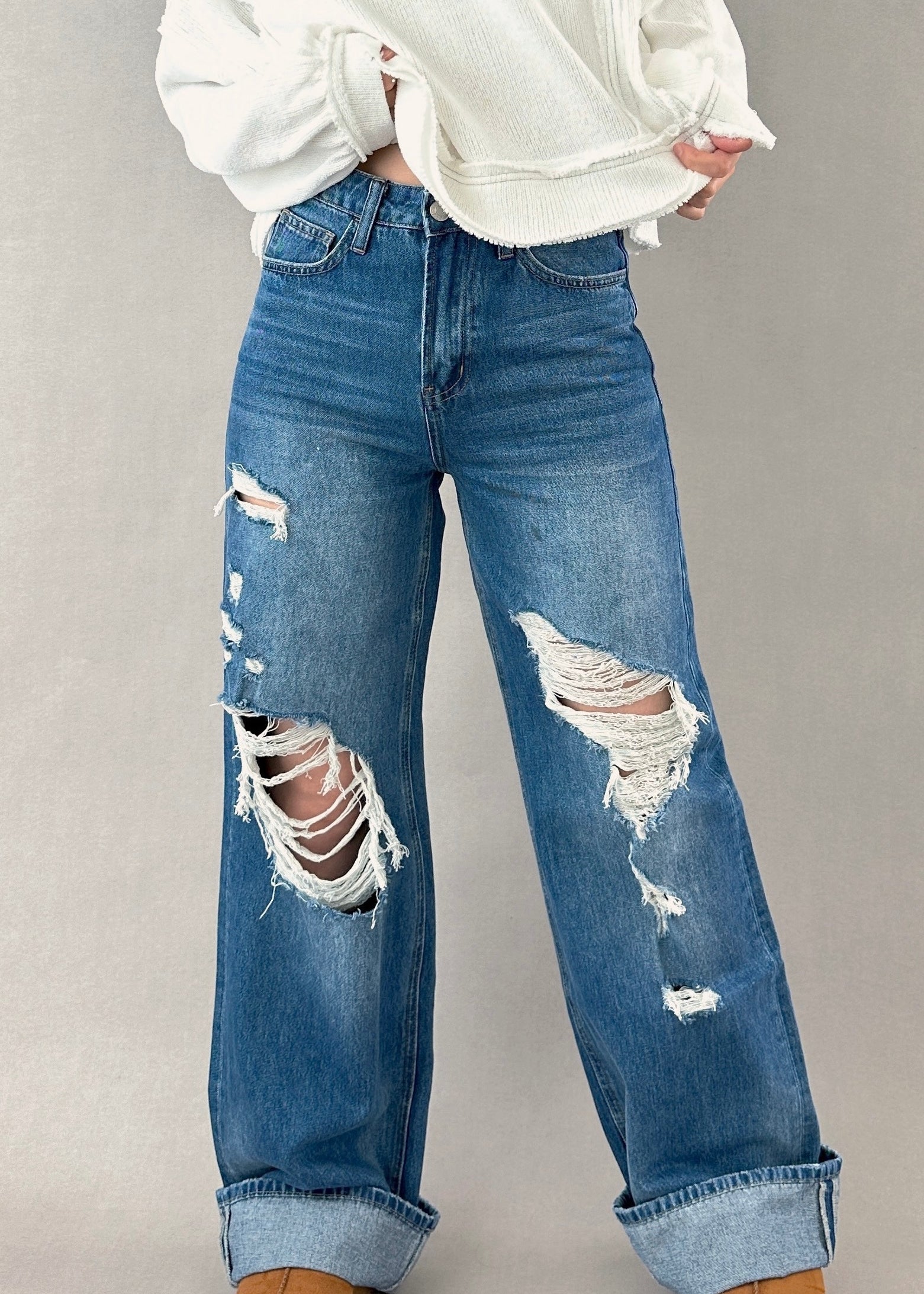 Margot Ripped Wide Leg Jeans - alldeserved.com