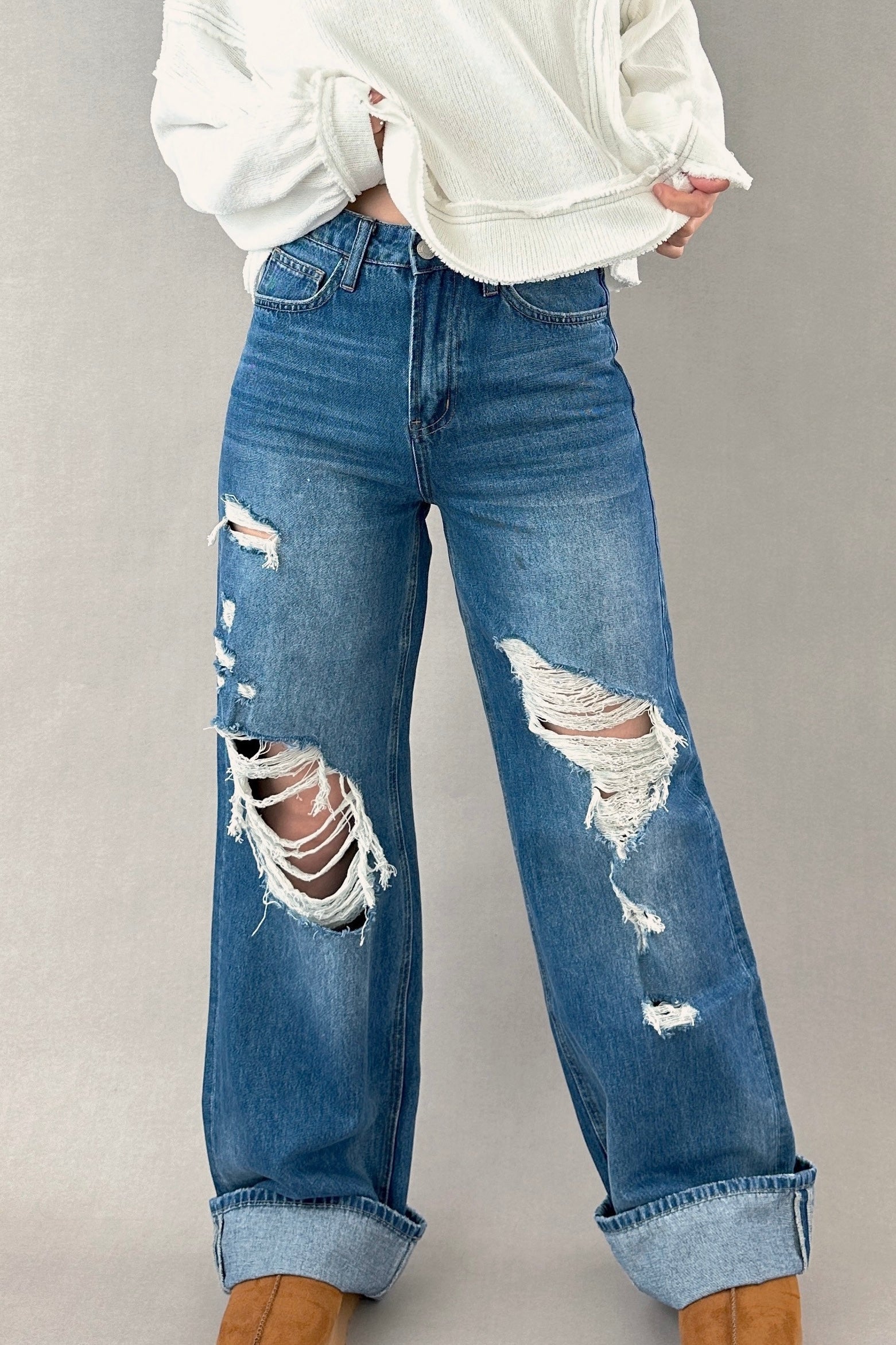 Margot Ripped Wide Leg Jeans - alldeserved.com