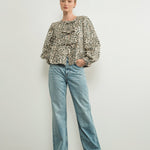 Amara Bow Leopard Denim Blouse - alldeserved.com