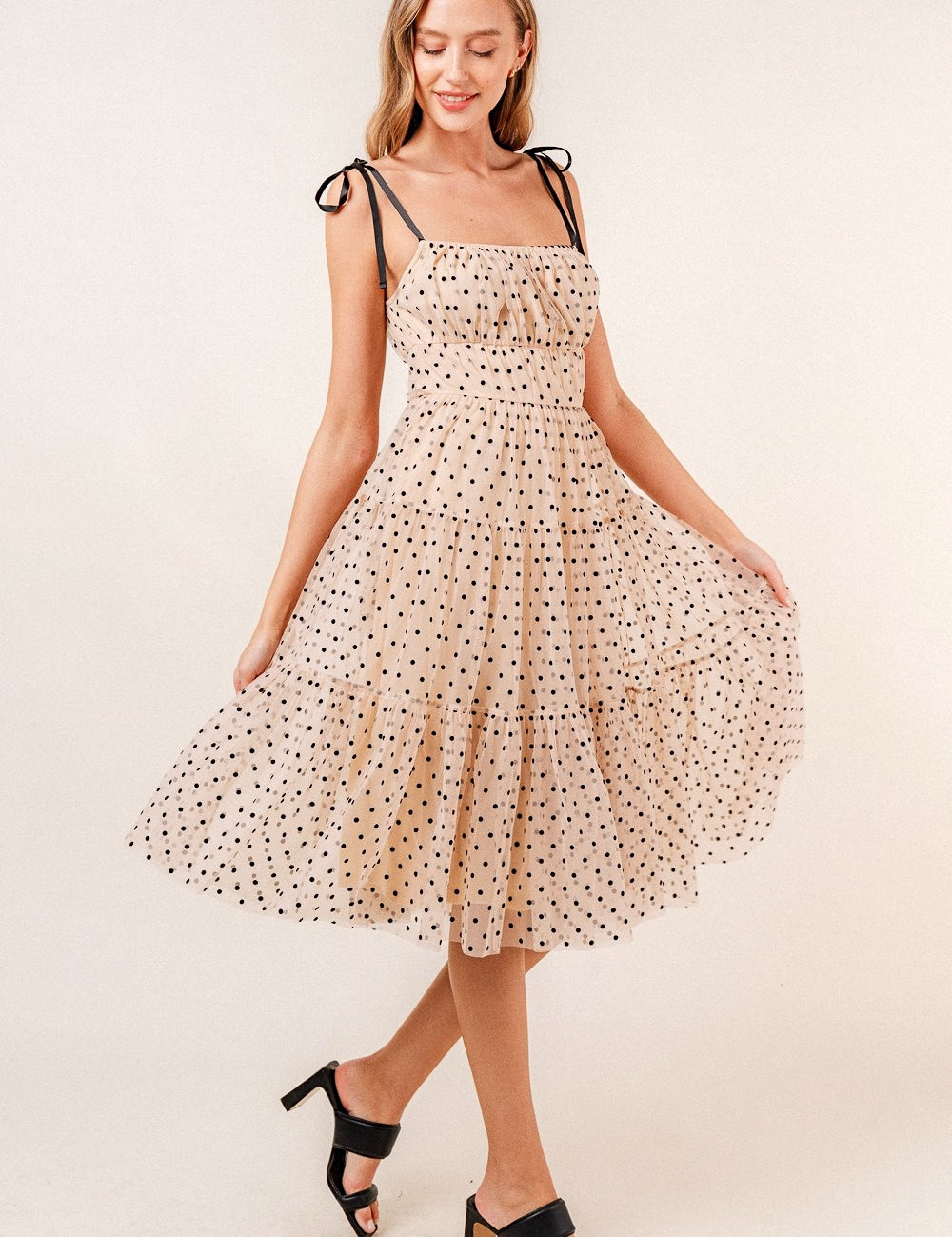 Perfect Day Tiered Polka Dot Midi Dress - alldeserved.com