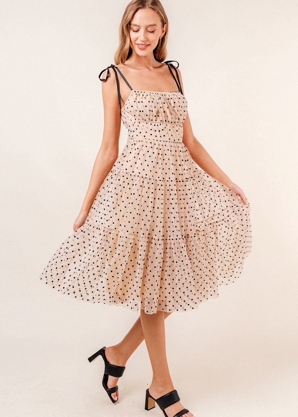 Perfect Day Tiered Polka Dot Midi Dress - alldeserved.com
