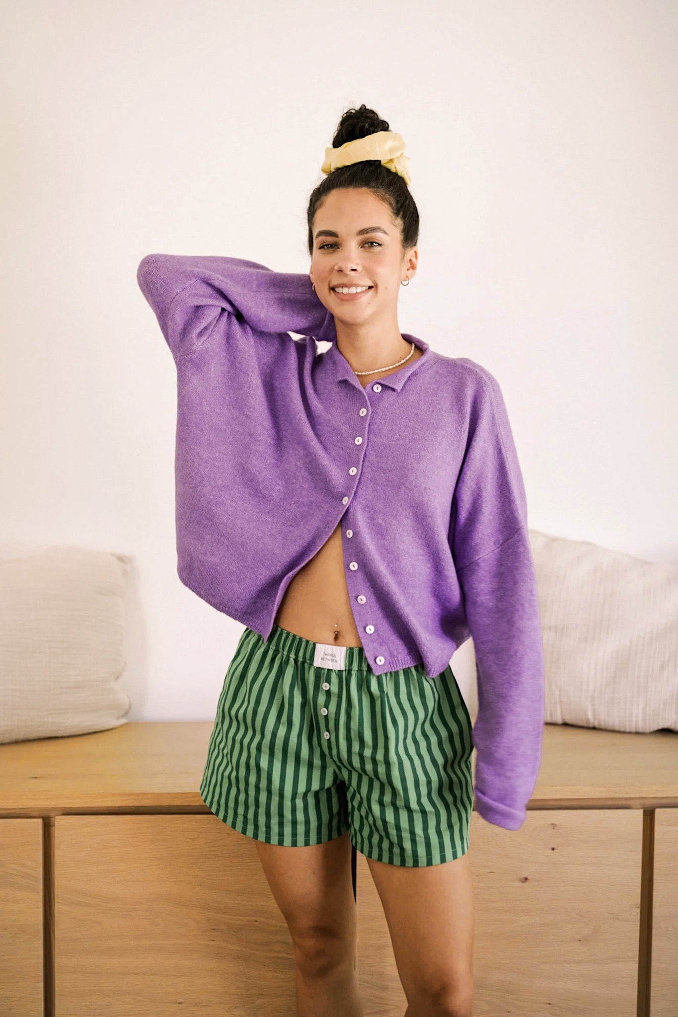 Hailey Button Down Cardigan - Purple