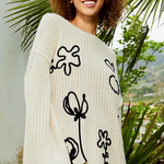 Contrast Yarn Floral Sweater - alldeserved.com