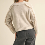 Cozy Fringe Sweater - Tan