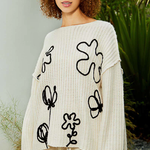 Contrast Yarn Floral Sweater - alldeserved.com