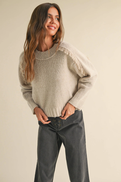 Cozy Fringe Sweater - Tan