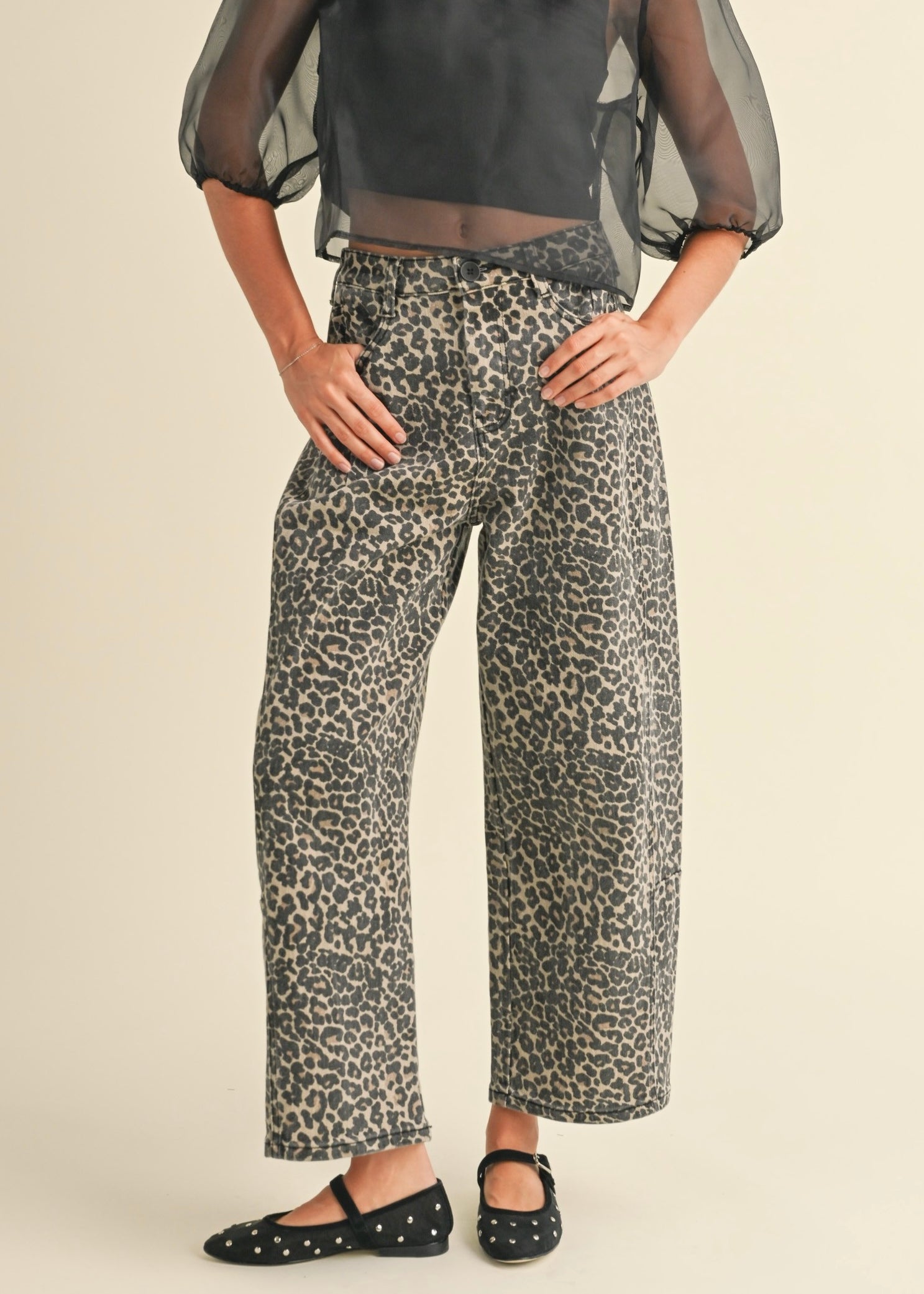 Leopard Print Barrel Denim Pants - alldeserved.com