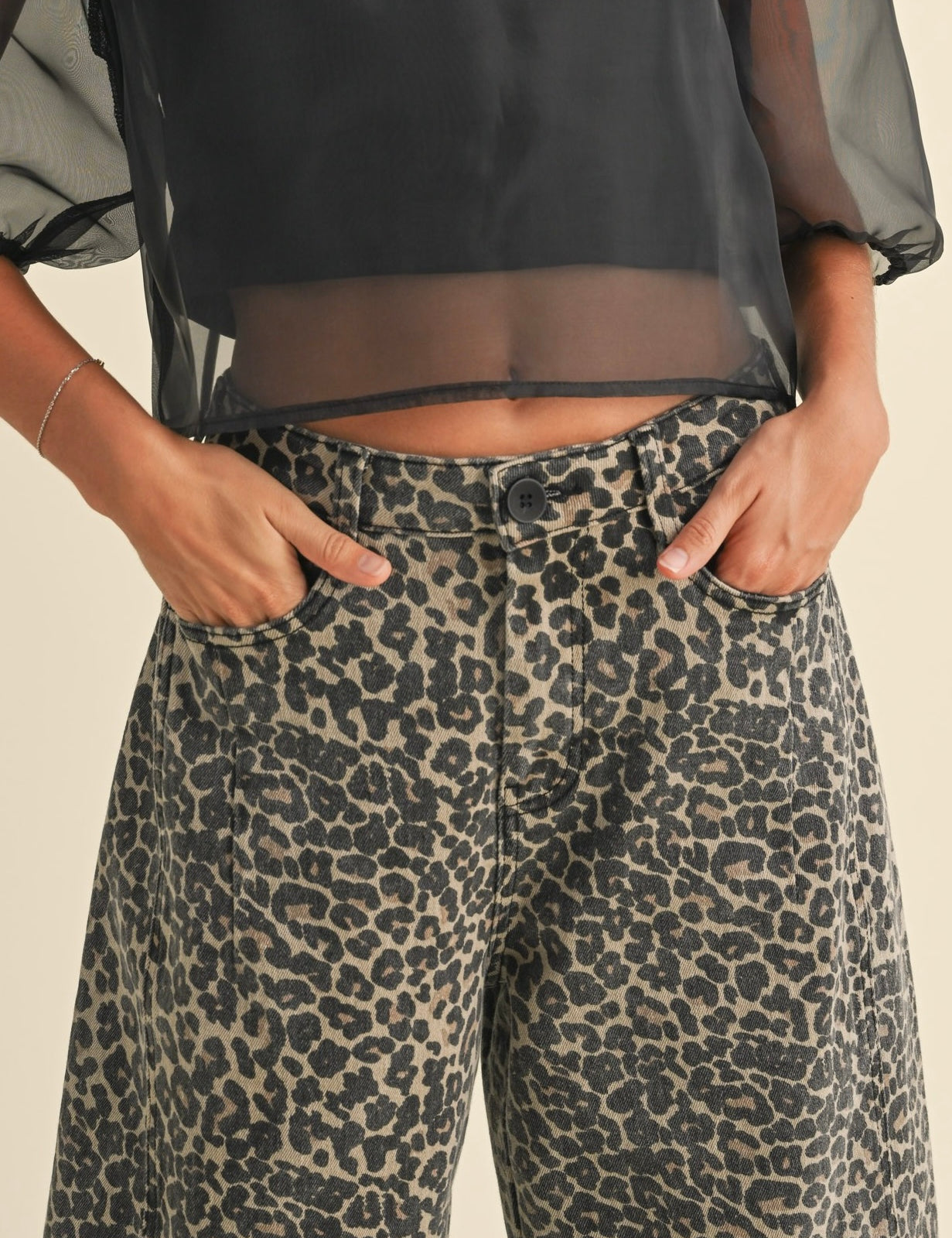 Leopard Print Barrel Denim Pants - alldeserved.com