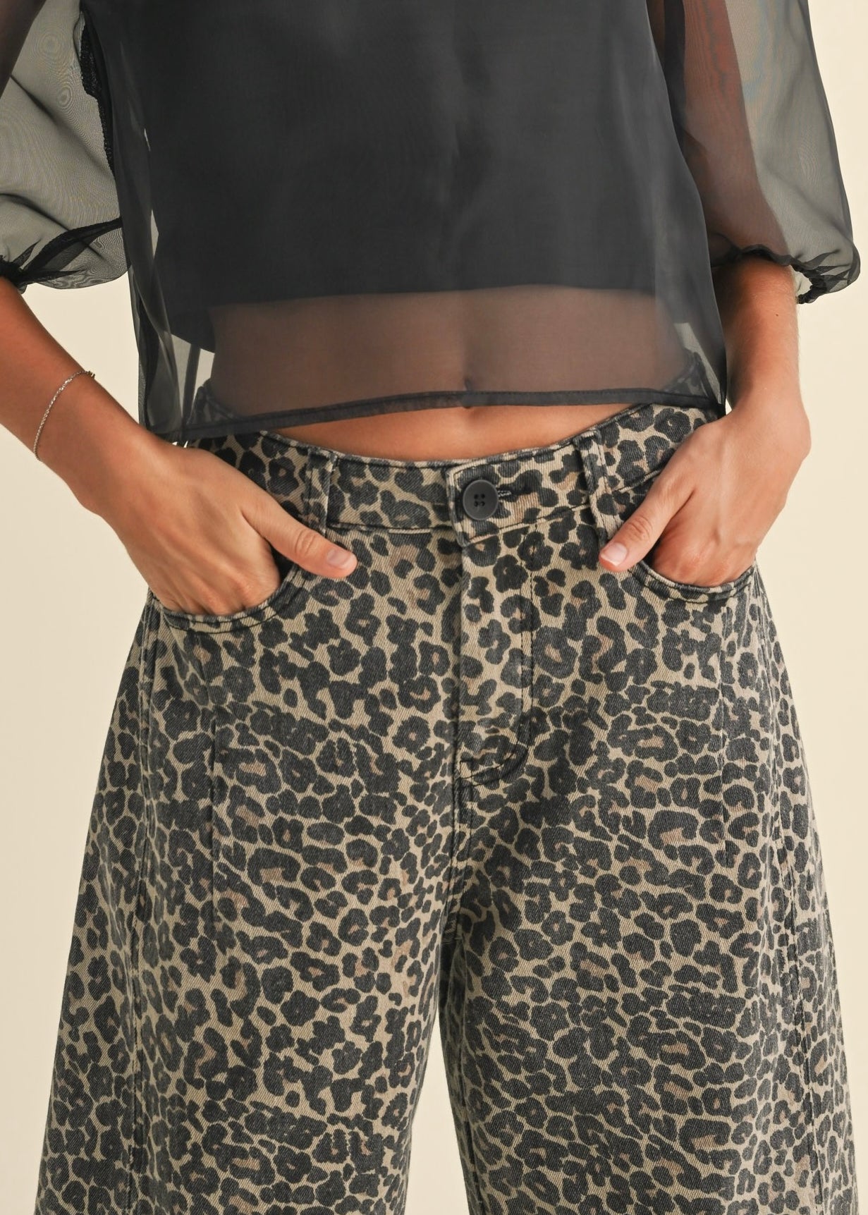 Leopard Print Barrel Denim Pants - alldeserved.com