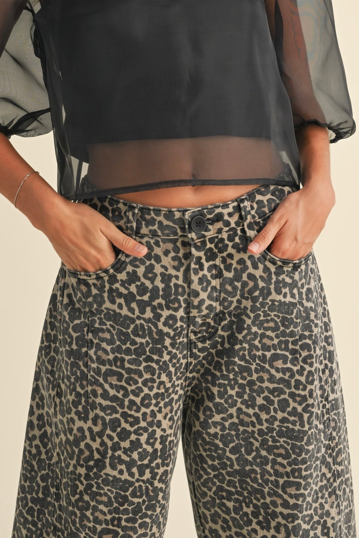 Leopard Print Barrel Denim Pants - alldeserved.com