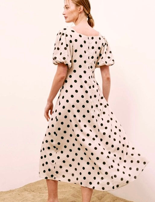 Bianca A-line Polka Dot Midi Dress - alldeserved.com