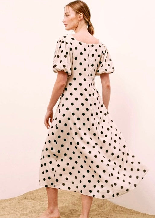 Bianca A-line Polka Dot Midi Dress - alldeserved.com