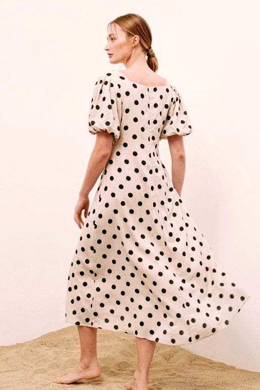 Bianca A-line Polka Dot Midi Dress - alldeserved.com