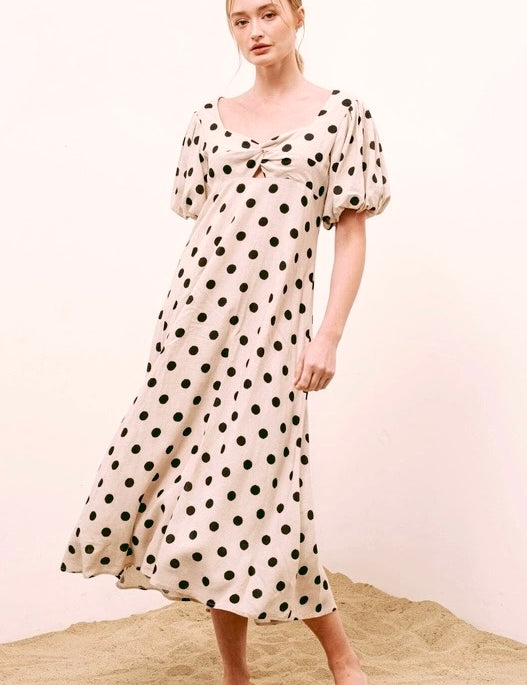 Bianca A-line Polka Dot Midi Dress - alldeserved.com