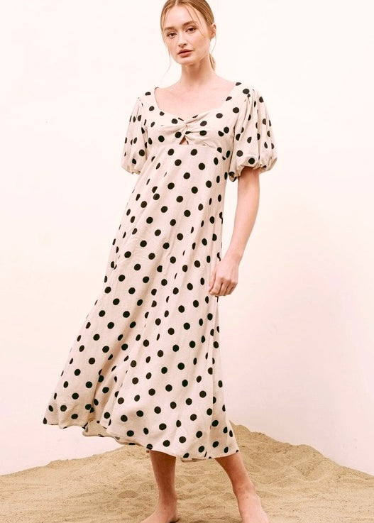 Bianca A-line Polka Dot Midi Dress - alldeserved.com
