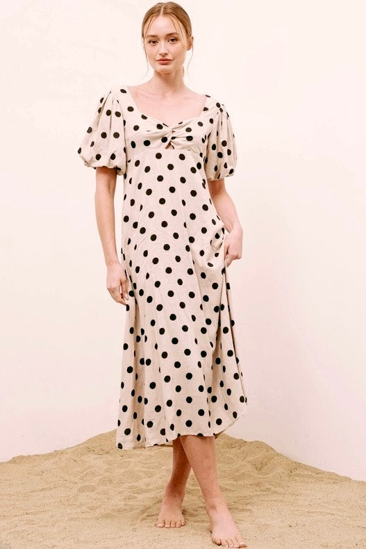 Bianca A-line Polka Dot Midi Dress - alldeserved.com
