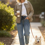 Aura Sherpa Collar Quilted Puffer Coat – Olive