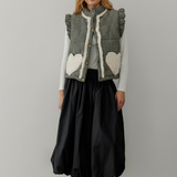 Rosie Gingham Sherpa Puffer Vest - Black