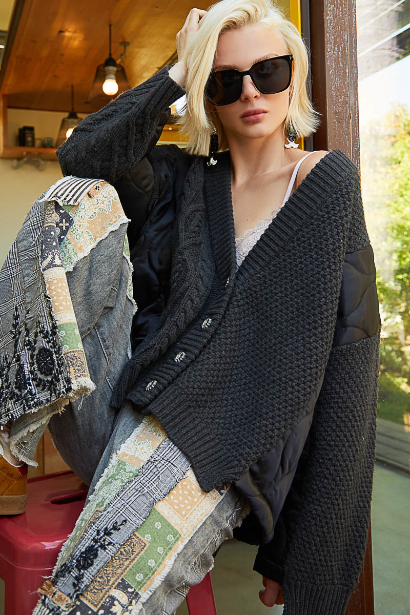 Knit and Quilt Relaxed Cardigan - alldeserved.com