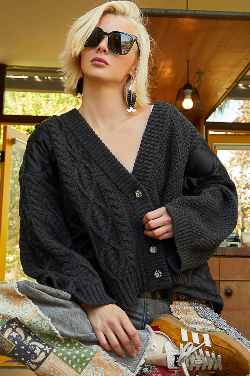 Knit and Quilt Relaxed Cardigan - alldeserved.com