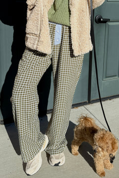 Preppy Gingham Boxer Pants - Olive